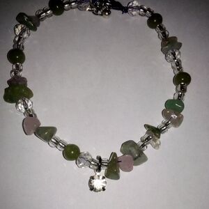 Beautiful  light green rock crystal bracelet and earrings
